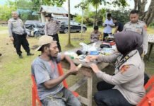 Satgas Ops Damai Cartenz Gelar Pelayanan Kesehatan dan Bakti Humanis, Warga Kampung Waaf Apresiasi Kepedulian Polri