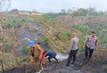 Polres Kaur Gerak Cepat Padamkan Kebakaran Lahan Kosong di Padang Petron, Api Berhasil Dipadamkan