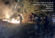 SIGAP, TNI-POLRI Bersama Masyarakat Padamkan Kebakaran Lahan di Tanjung Sanai I