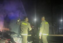 Gerak Cepat, Personel Dit Samapta Polda Bengkulu Padamkan Kebakaran Pondok Makan di Pantai Panjang